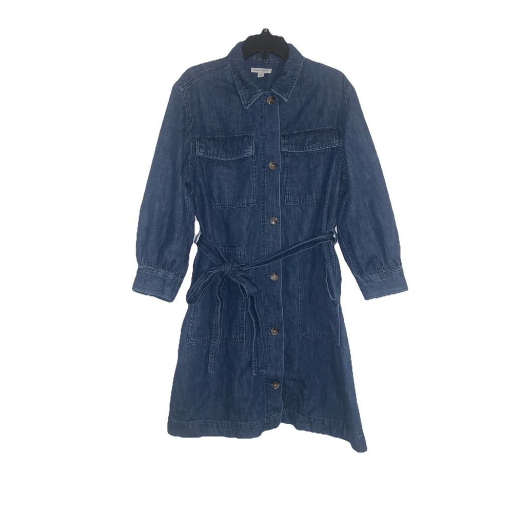 Free Assembly Denim Shirt Dress XL Ballon Sleeve Utility Belted Medium Wash Chic - Picture 6 of 15